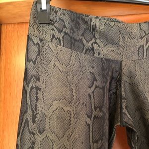 Olive green snakeskin Capri leggings